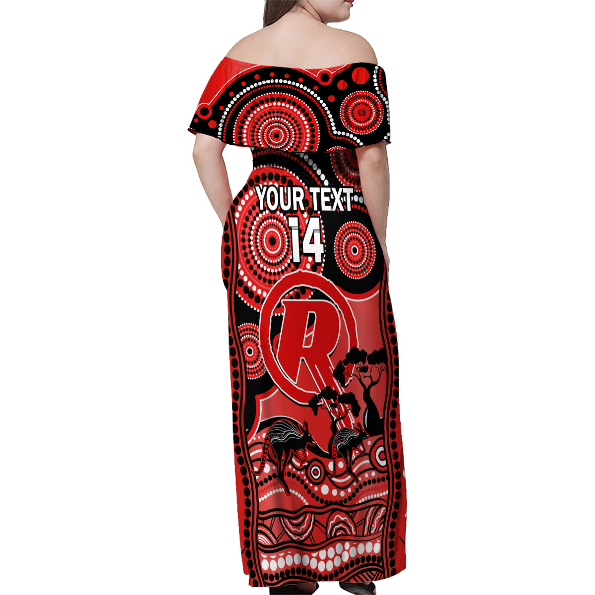 custom-melbourne-renegades-cricket-family-matching-off-shoulder-maxi-dress-and-hawaiian-shirt-happy-australia-day-aboriginal-art