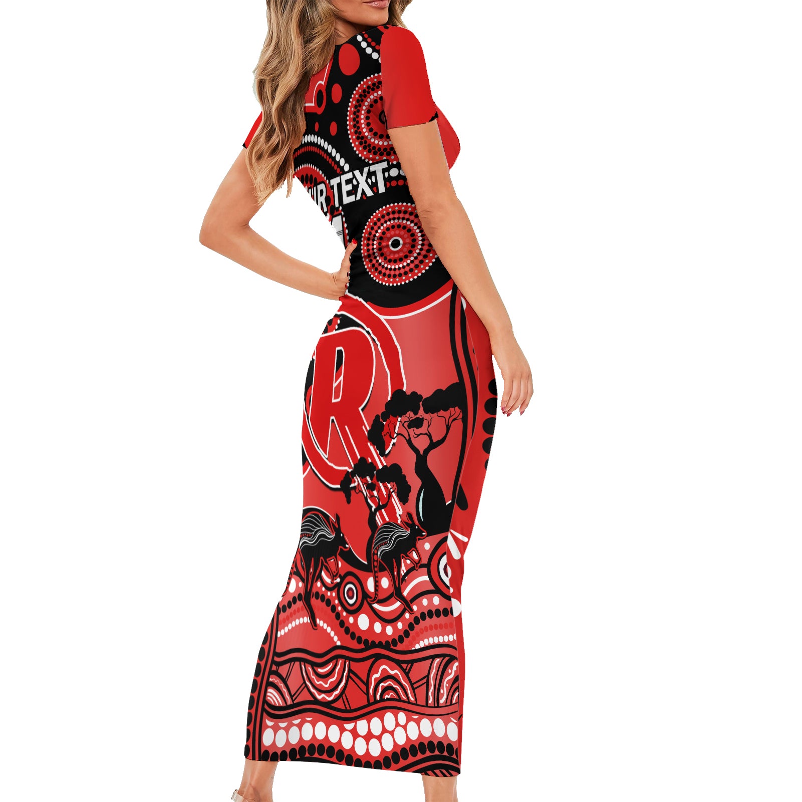 custom-melbourne-renegades-cricket-family-matching-short-sleeve-bodycon-dress-and-hawaiian-shirt-happy-australia-day-aboriginal-art