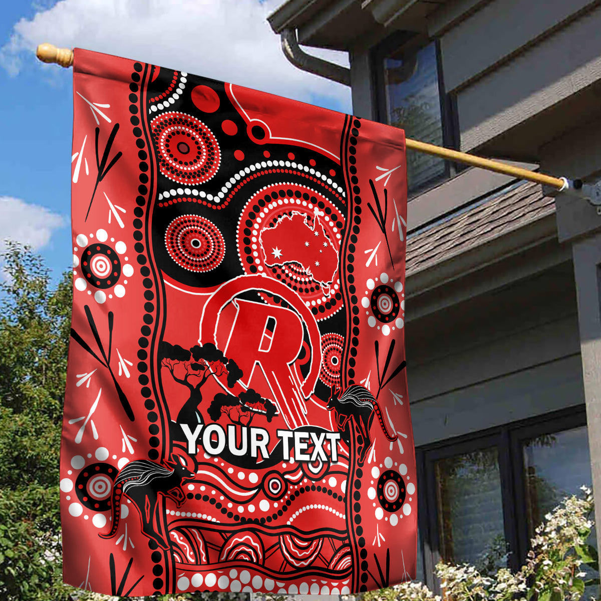 Custom Melbourne Renegades Cricket Garden Flag Happy Australia Day Aboriginal Art - Vibe Hoodie Shop