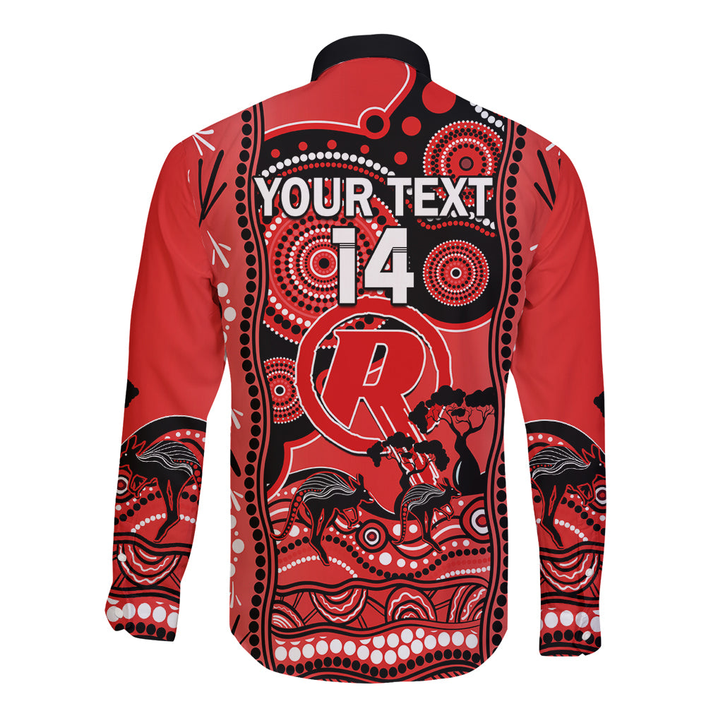 Custom Melbourne Renegades Cricket Long Sleeve Button Shirt Happy Australia Day Aboriginal Art - Vibe Hoodie Shop