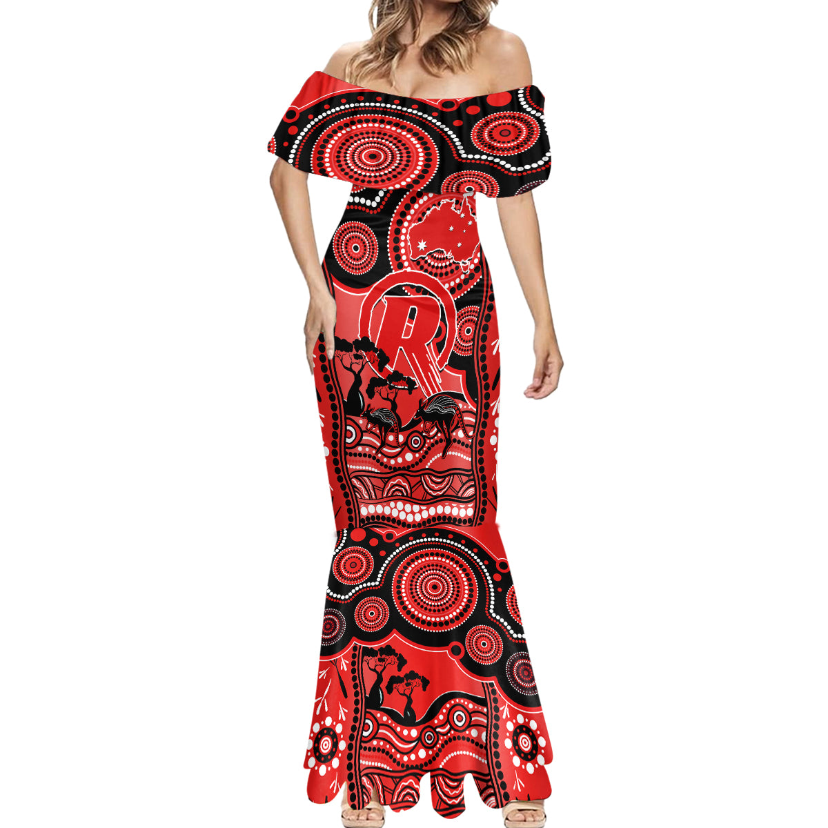 custom-melbourne-renegades-cricket-mermaid-dress-happy-australia-day-aboriginal-art