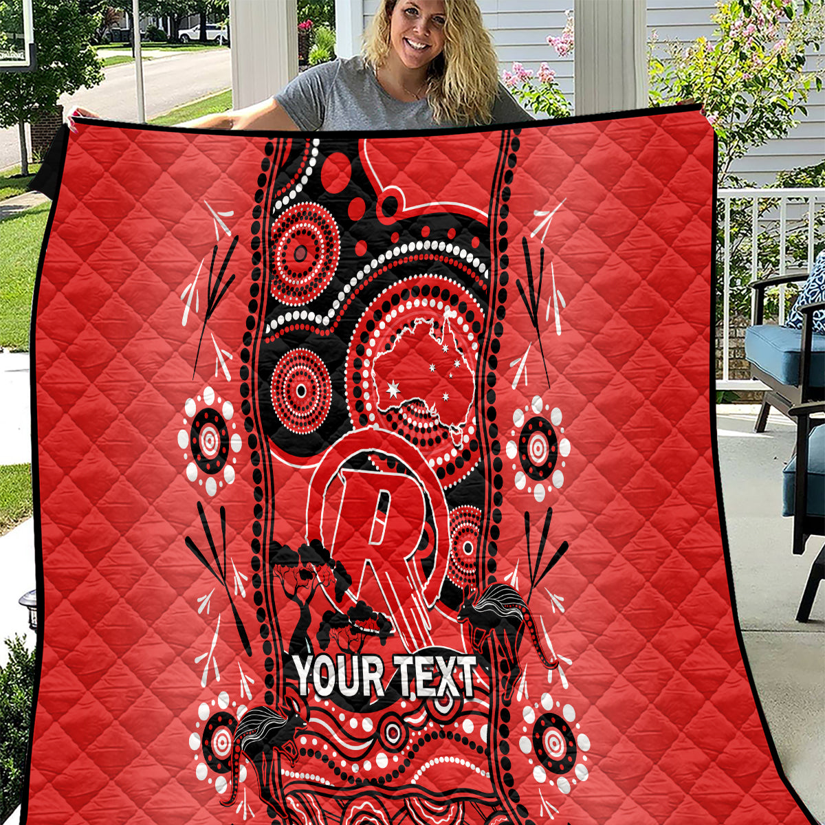 Custom Melbourne Renegades Cricket Quilt Happy Australia Day Aboriginal Art - Vibe Hoodie Shop