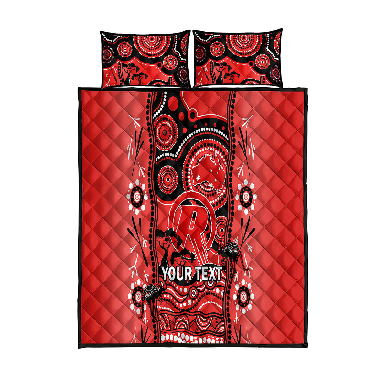 Custom Melbourne Renegades Cricket Quilt Bed Set Happy Australia Day Aboriginal Art - Vibe Hoodie Shop