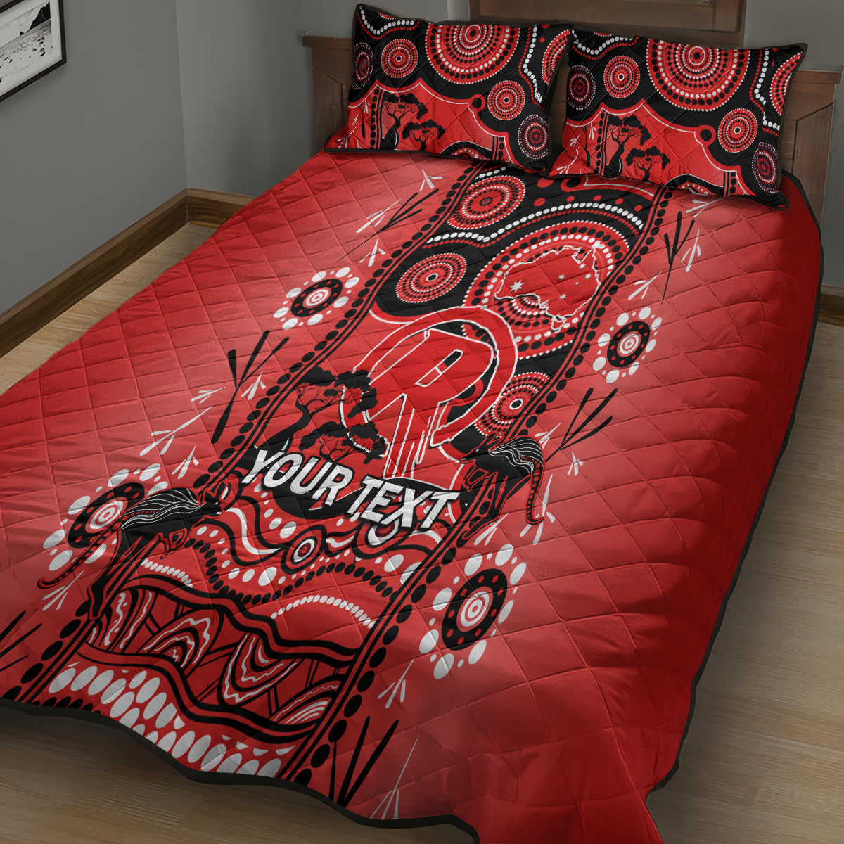 Custom Melbourne Renegades Cricket Quilt Bed Set Happy Australia Day Aboriginal Art - Vibe Hoodie Shop