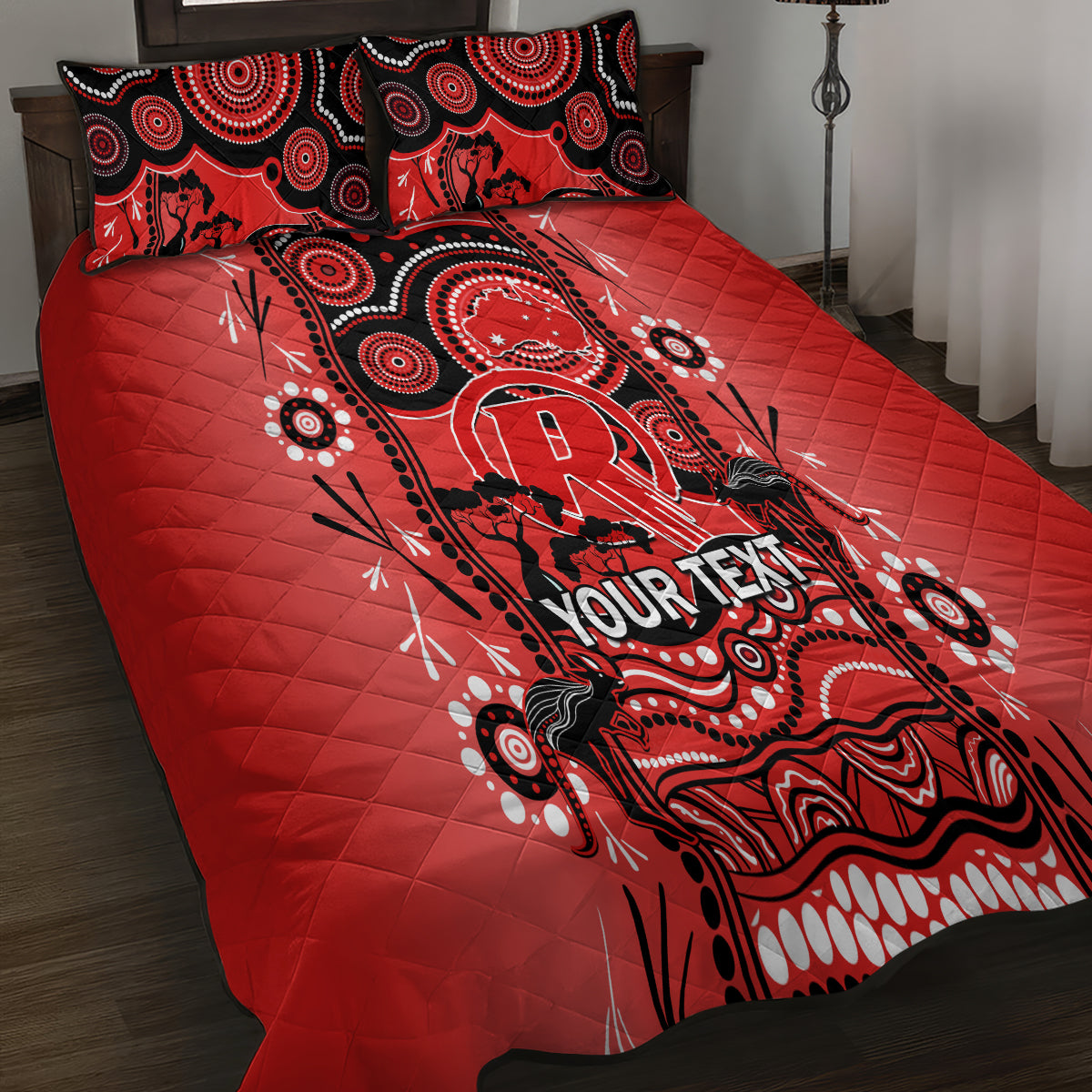 Custom Melbourne Renegades Cricket Quilt Bed Set Happy Australia Day Aboriginal Art - Vibe Hoodie Shop