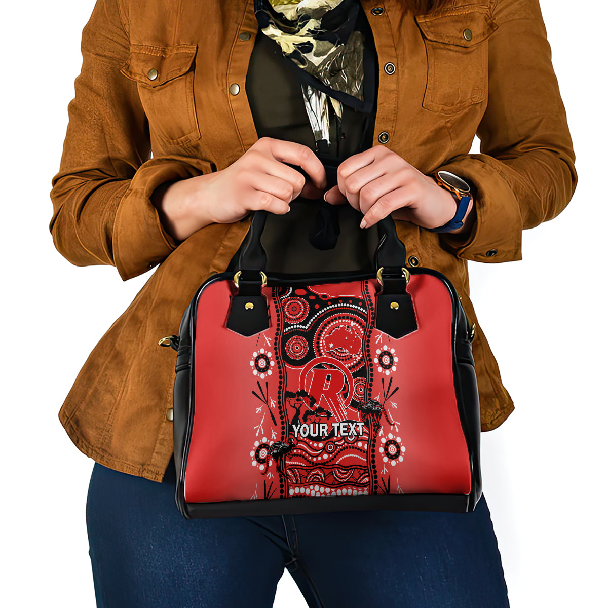 Custom Melbourne Renegades Cricket Shoulder Handbag Happy Australia Day Aboriginal Art - Vibe Hoodie Shop