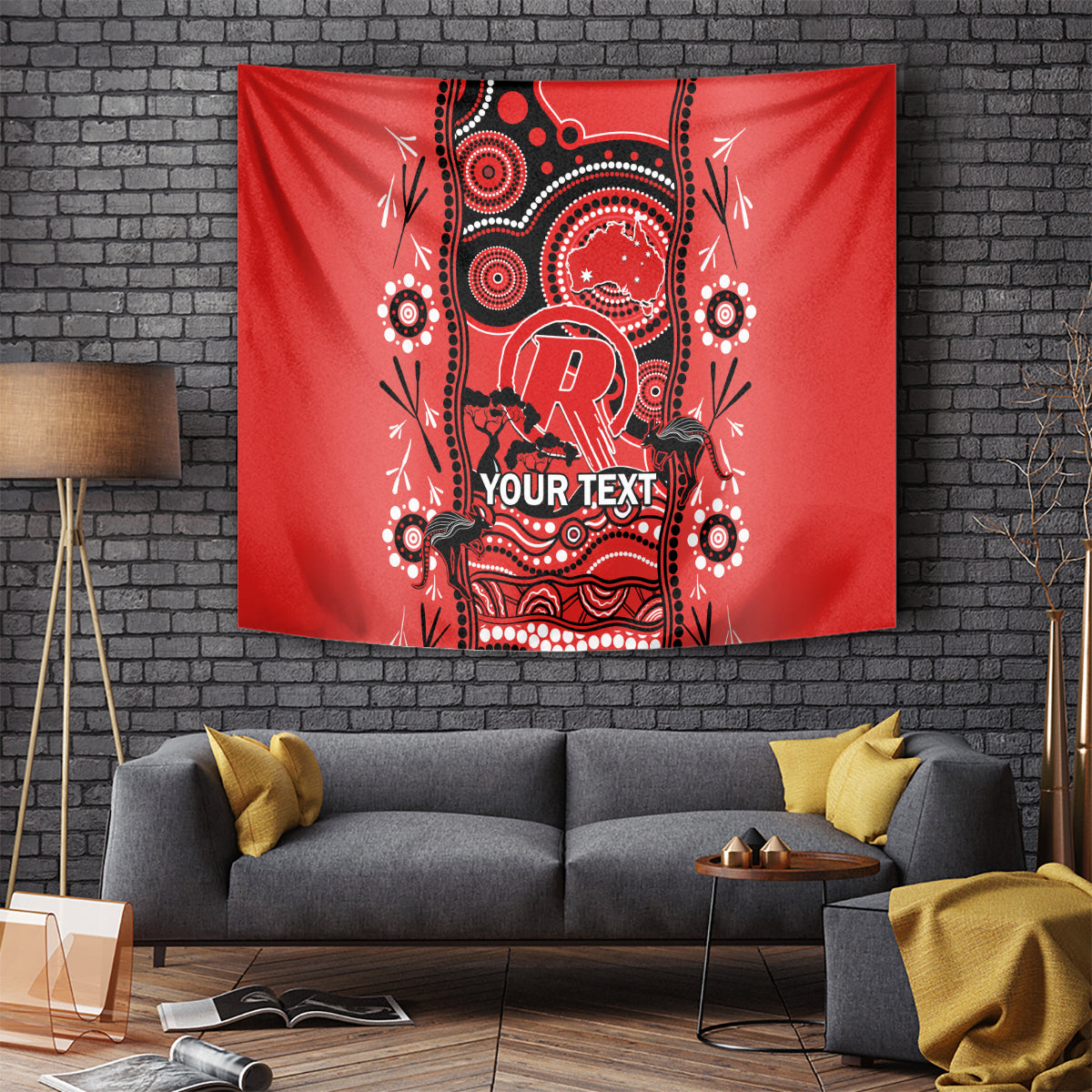 Custom Melbourne Renegades Cricket Tapestry Happy Australia Day Aboriginal Art - Vibe Hoodie Shop