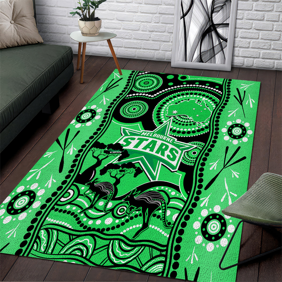 Melbourne Stars Cricket Area Rug Happy Australia Day Aboriginal Art - Vibe Hoodie Shop