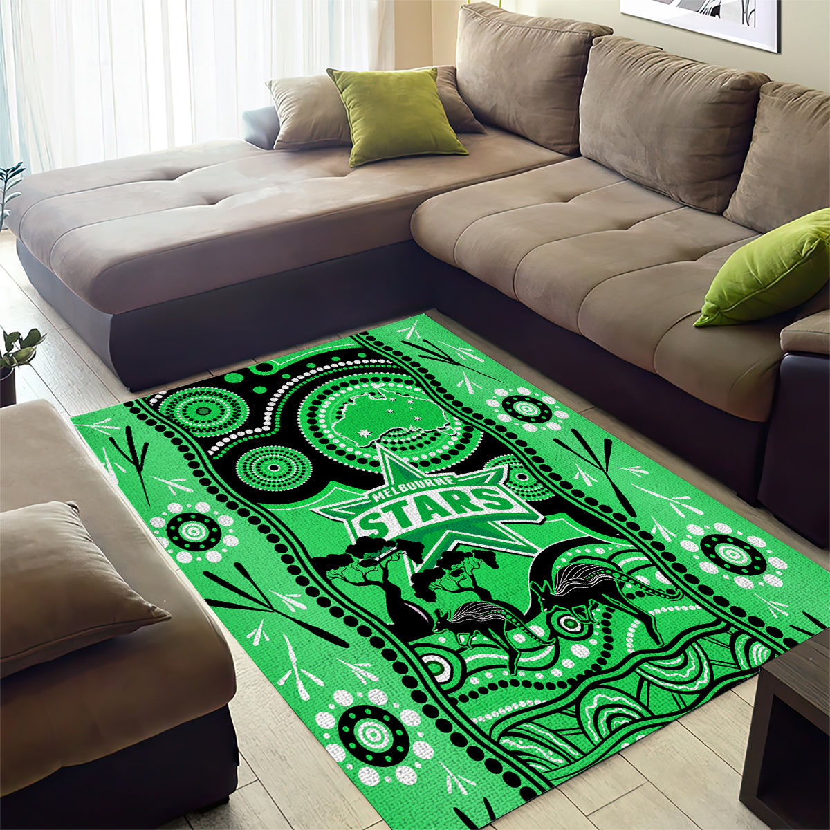 Melbourne Stars Cricket Area Rug Happy Australia Day Aboriginal Art - Vibe Hoodie Shop