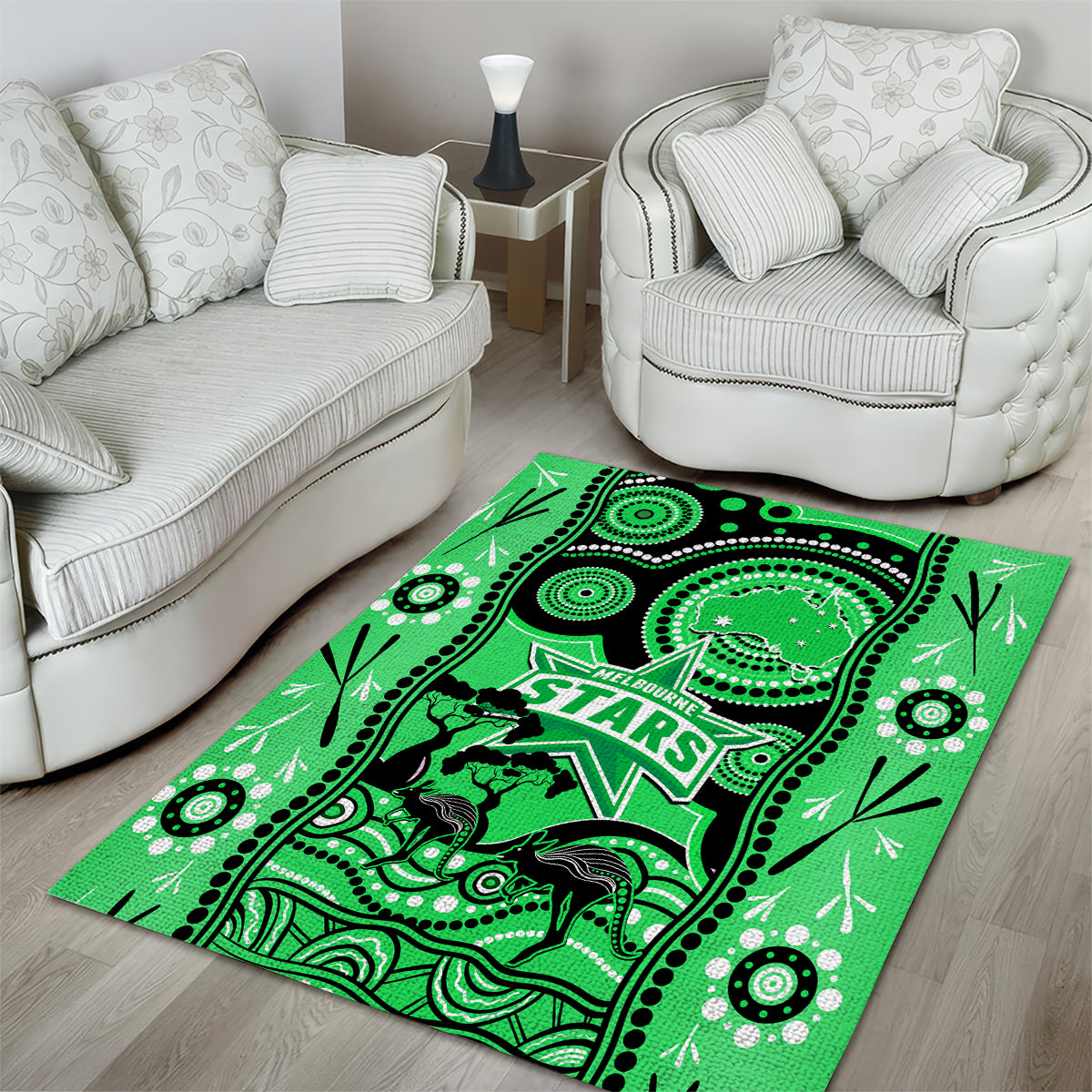 Melbourne Stars Cricket Area Rug Happy Australia Day Aboriginal Art - Vibe Hoodie Shop