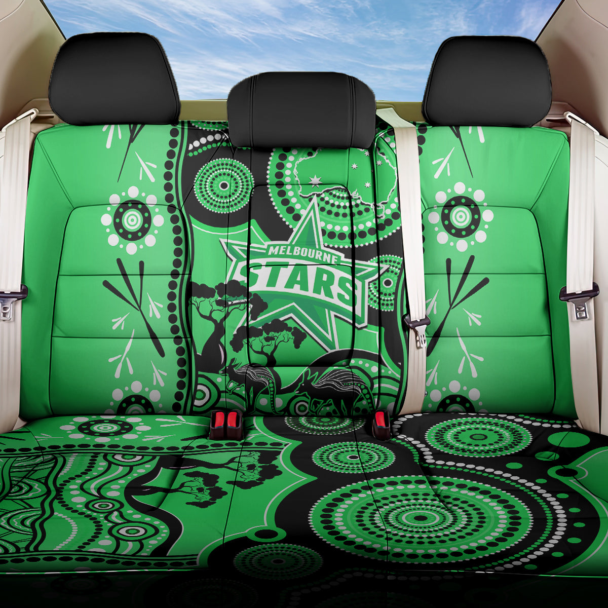 Melbourne Stars Cricket Back Car Seat Cover Happy Australia Day Aboriginal Art LT14