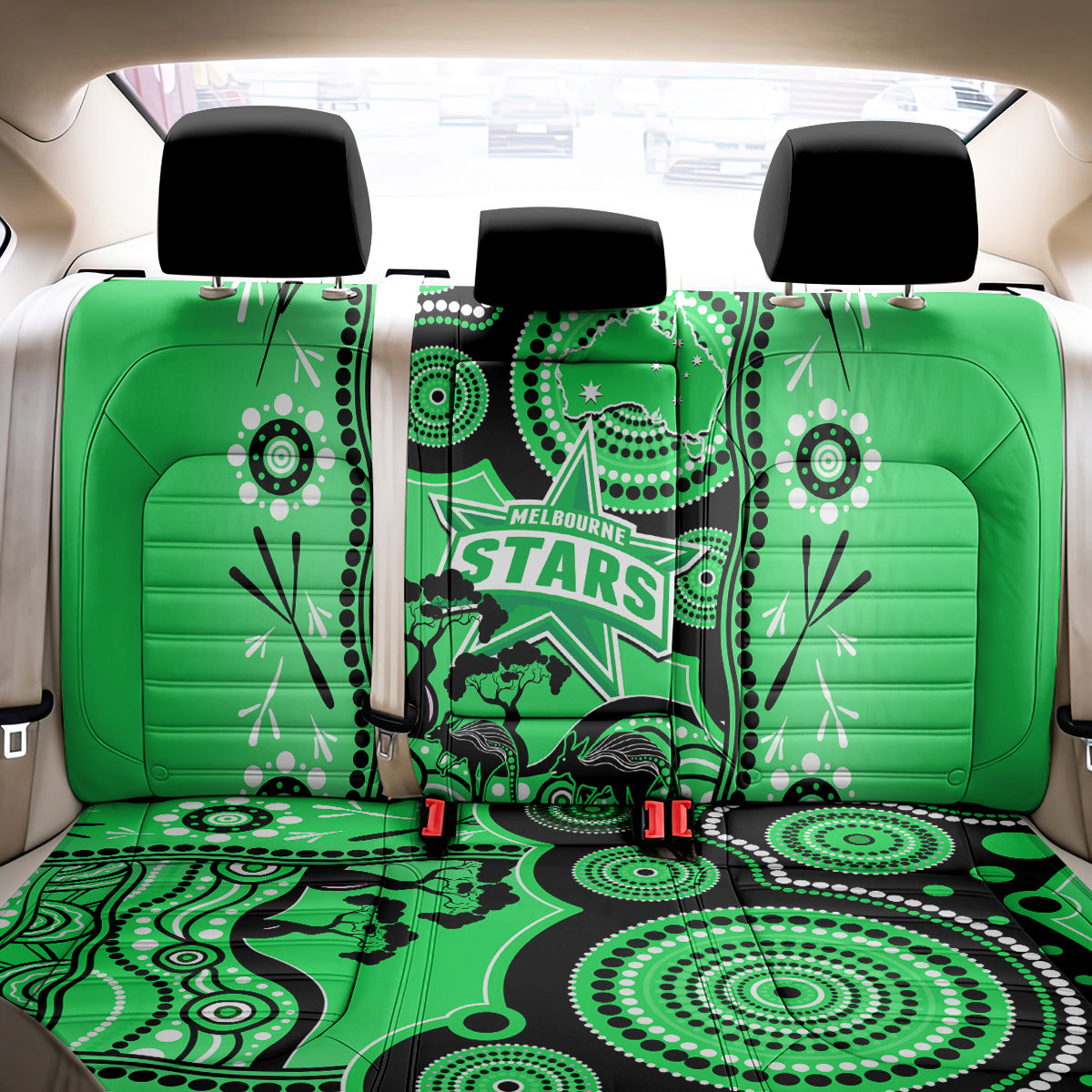 Melbourne Stars Cricket Back Car Seat Cover Happy Australia Day Aboriginal Art LT14