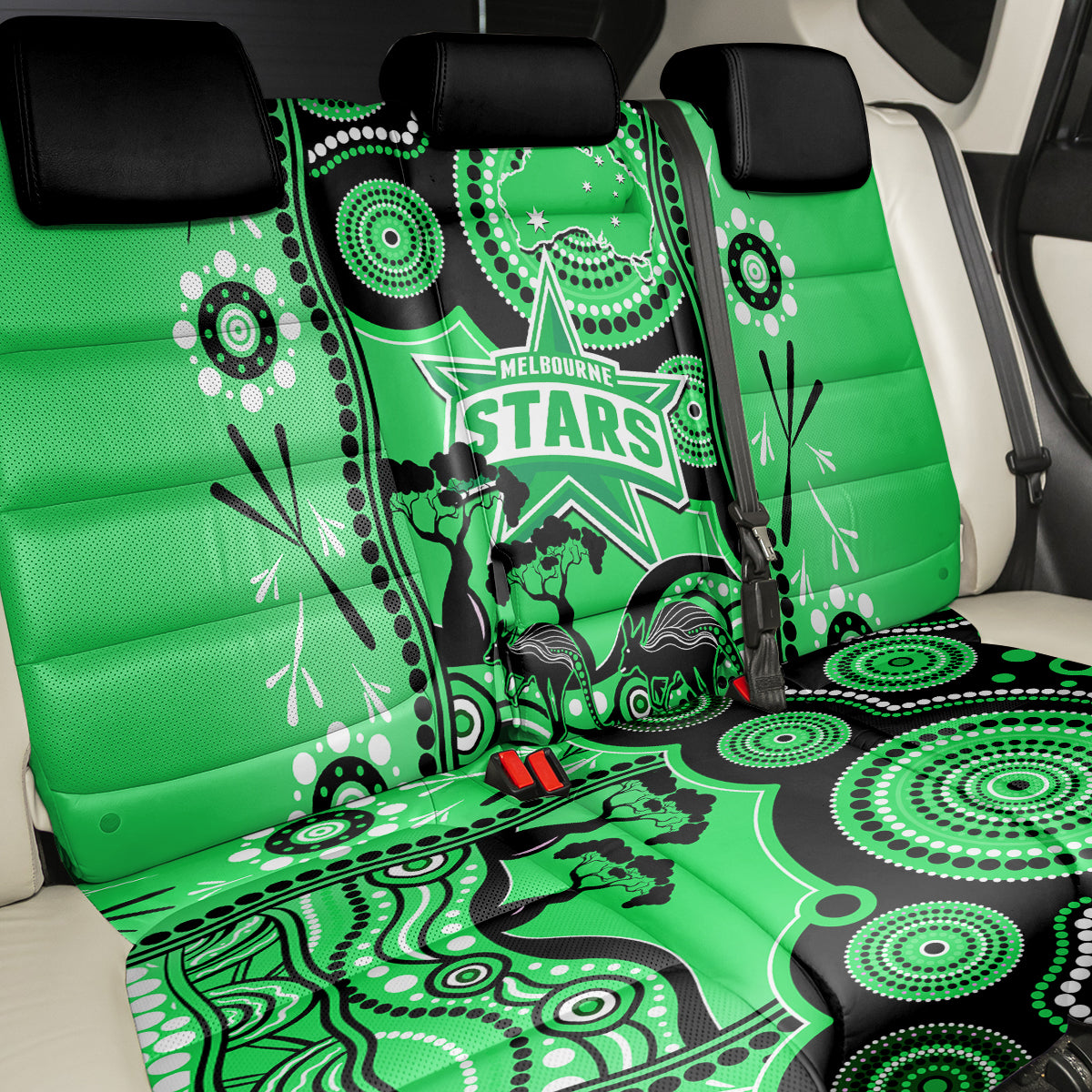 Melbourne Stars Cricket Back Car Seat Cover Happy Australia Day Aboriginal Art LT14