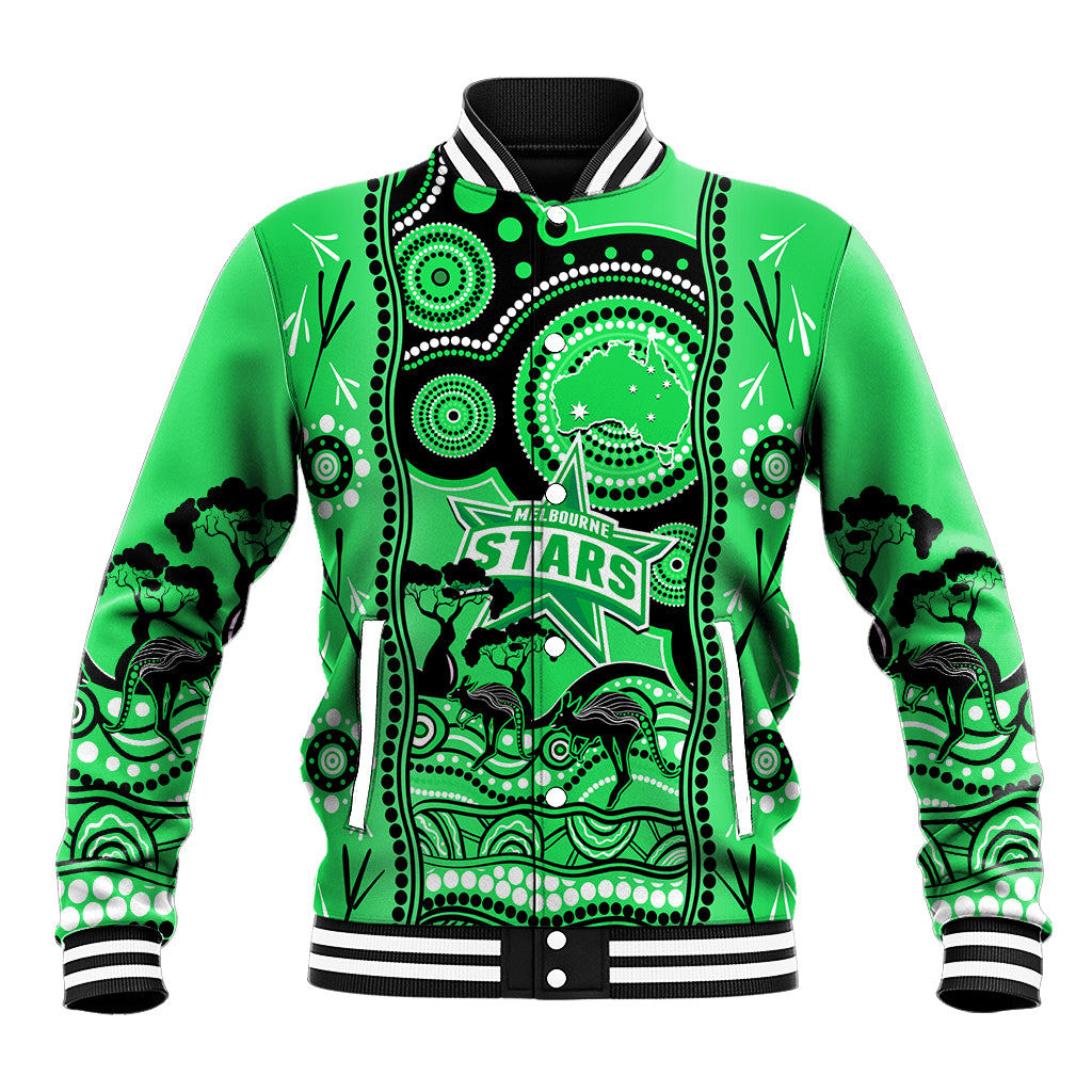 Melbourne Stars Cricket Baseball Jacket Happy Australia Day Aboriginal Art - Vibe Hoodie Shop