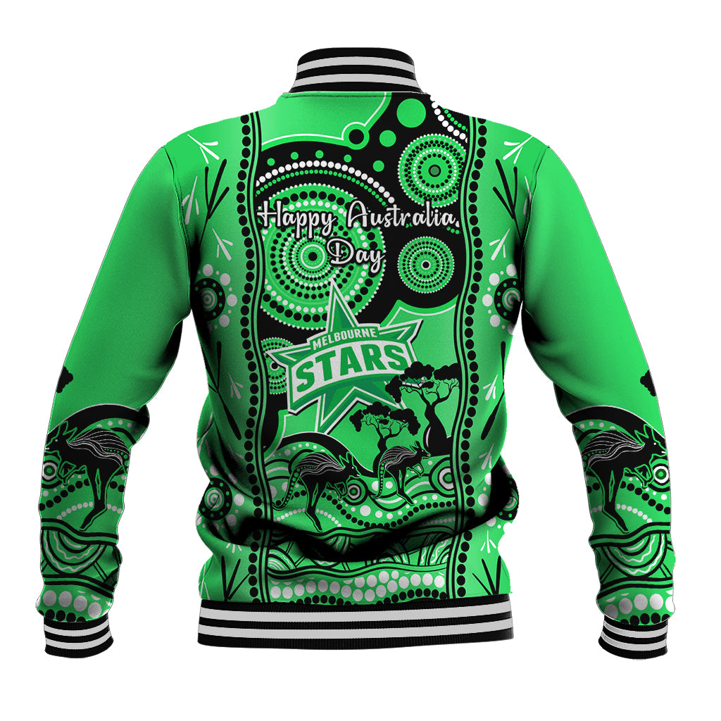 Melbourne Stars Cricket Baseball Jacket Happy Australia Day Aboriginal Art - Vibe Hoodie Shop