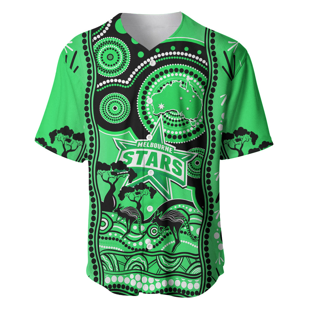 Melbourne Stars Cricket Baseball Jersey Happy Australia Day Aboriginal Art - Vibe Hoodie Shop