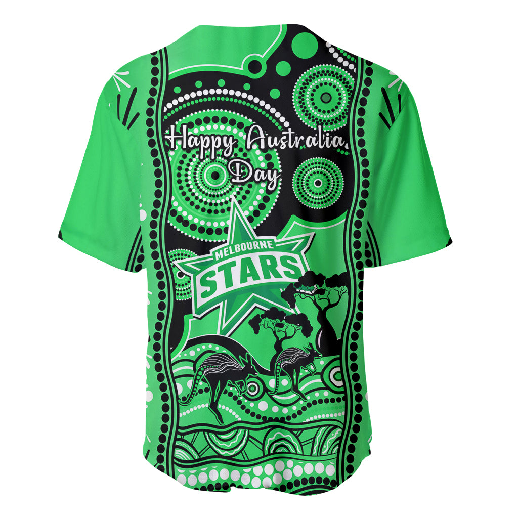 Melbourne Stars Cricket Baseball Jersey Happy Australia Day Aboriginal Art - Vibe Hoodie Shop