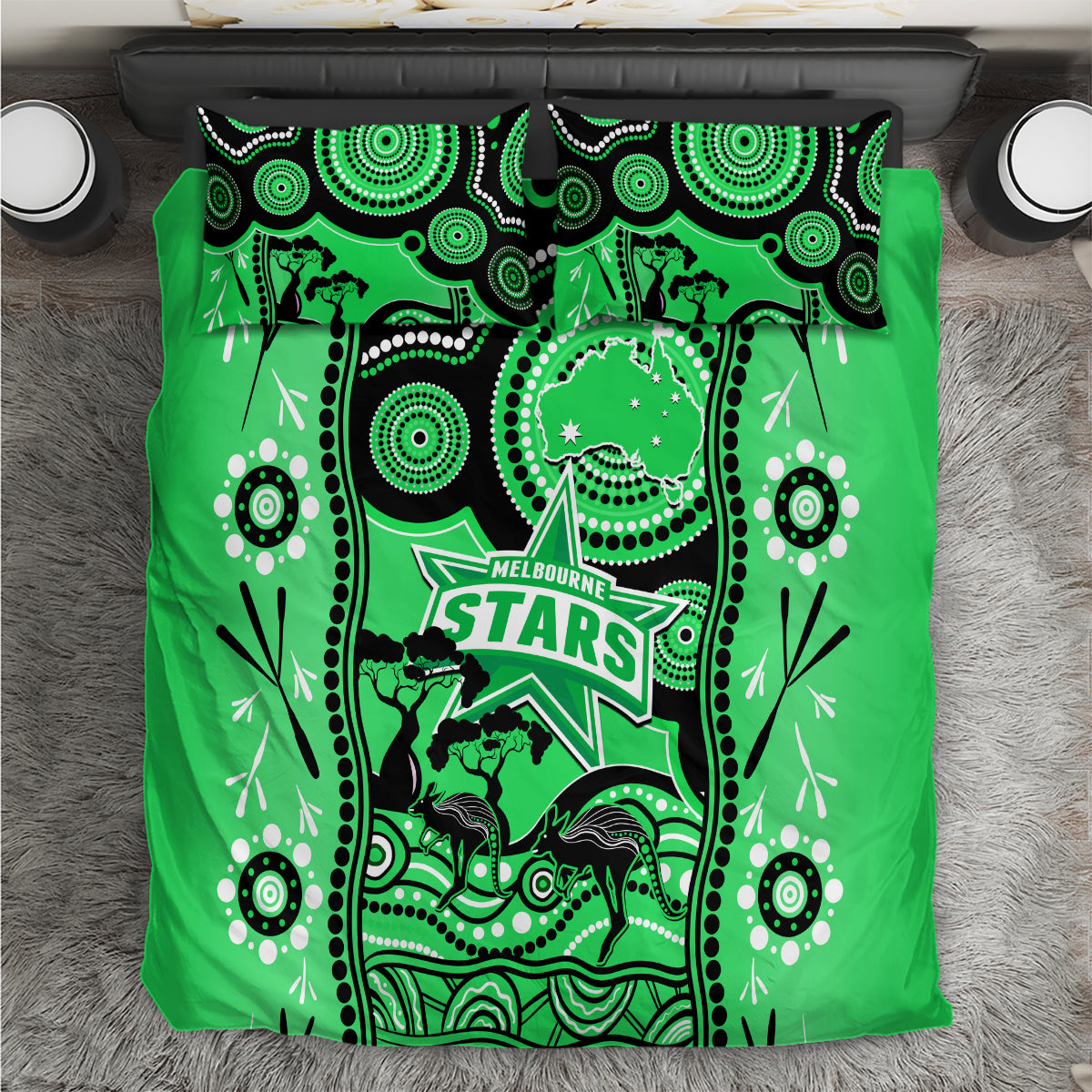 Melbourne Stars Cricket Bedding Set Happy Australia Day Aboriginal Art - Vibe Hoodie Shop