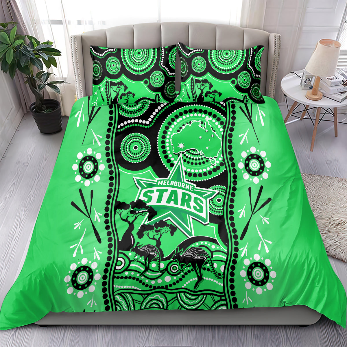 Melbourne Stars Cricket Bedding Set Happy Australia Day Aboriginal Art - Vibe Hoodie Shop