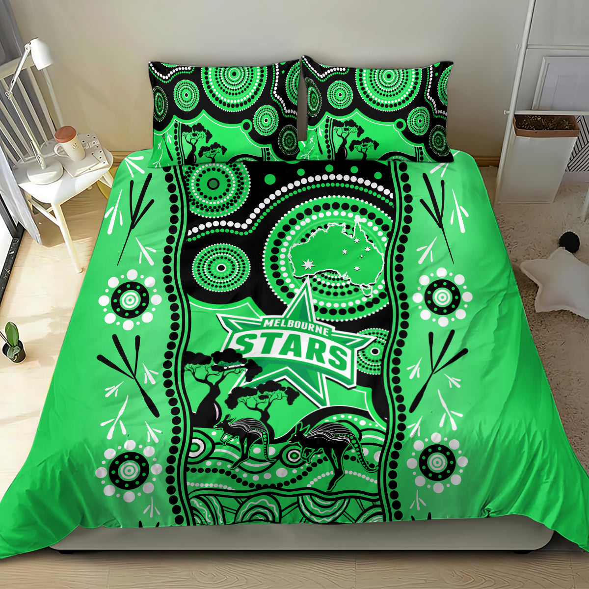 Melbourne Stars Cricket Bedding Set Happy Australia Day Aboriginal Art - Vibe Hoodie Shop