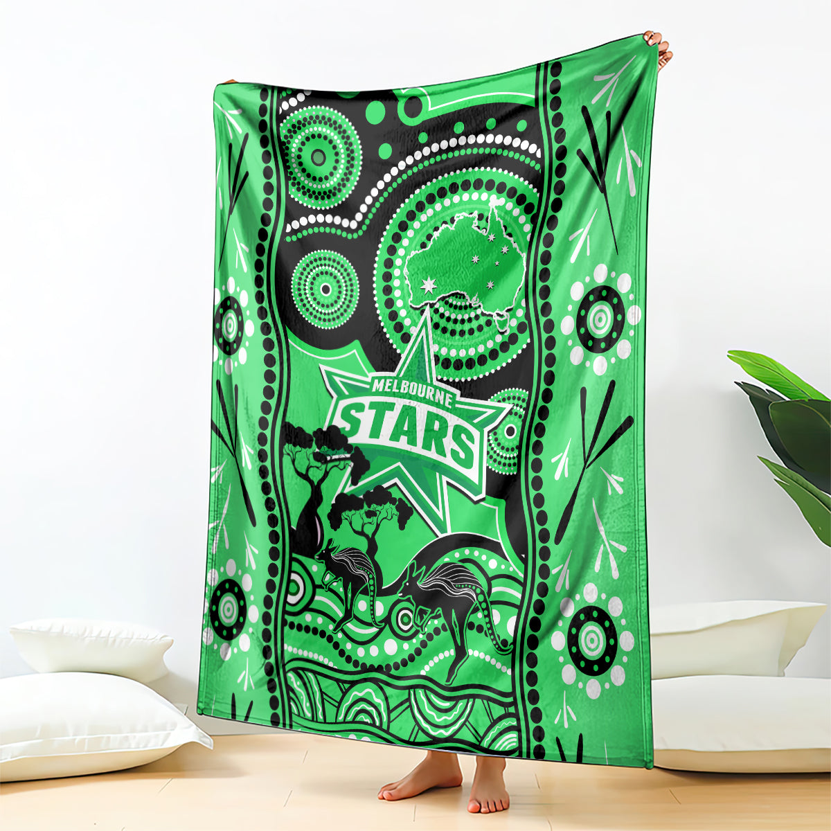 Melbourne Stars Cricket Blanket Happy Australia Day Aboriginal Art - Vibe Hoodie Shop