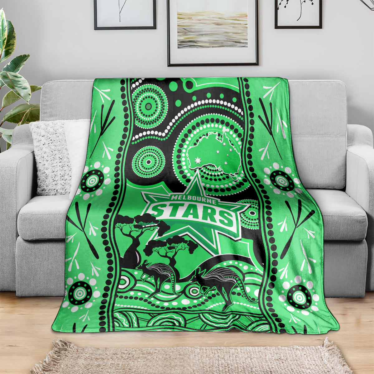 Melbourne Stars Cricket Blanket Happy Australia Day Aboriginal Art - Vibe Hoodie Shop