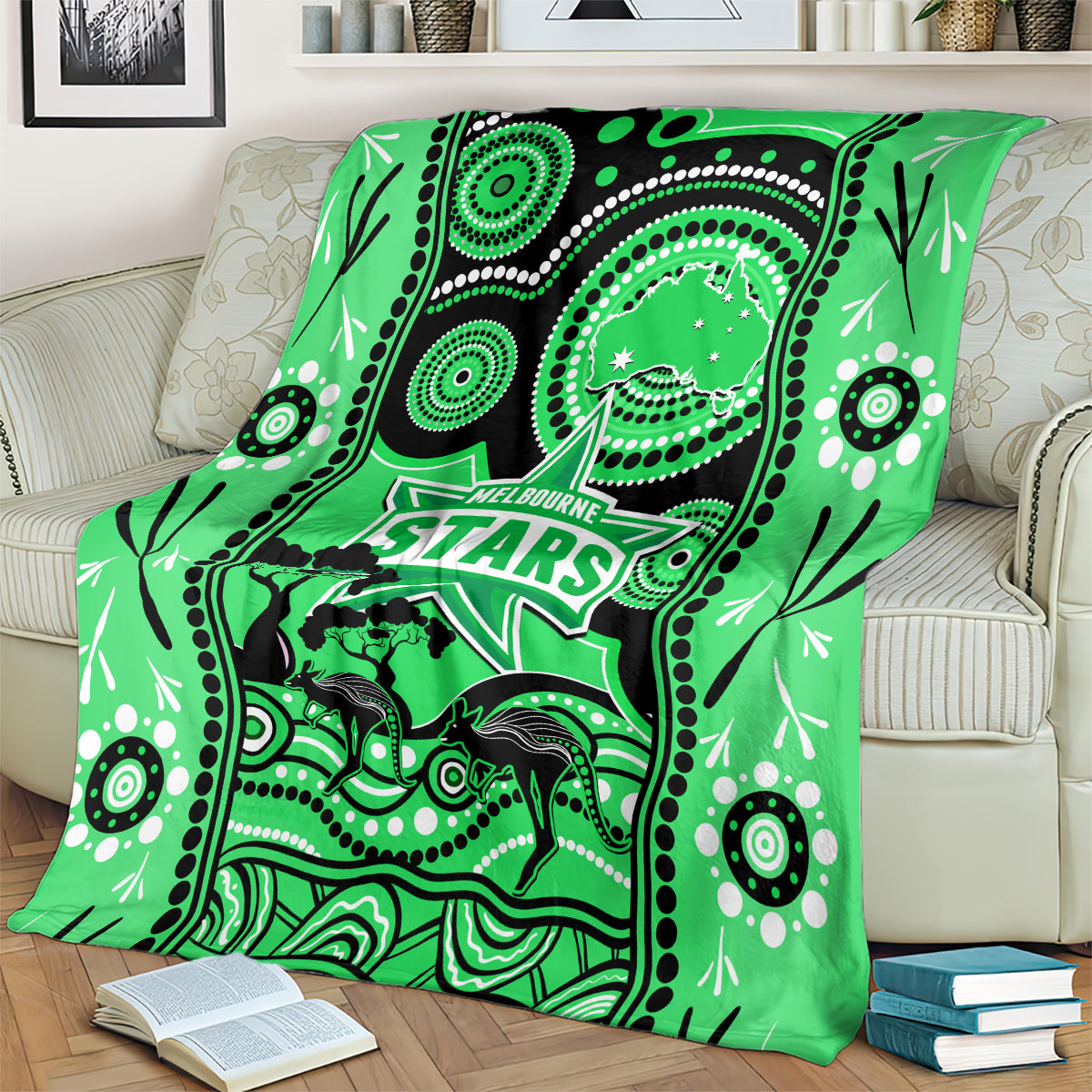 Melbourne Stars Cricket Blanket Happy Australia Day Aboriginal Art - Vibe Hoodie Shop