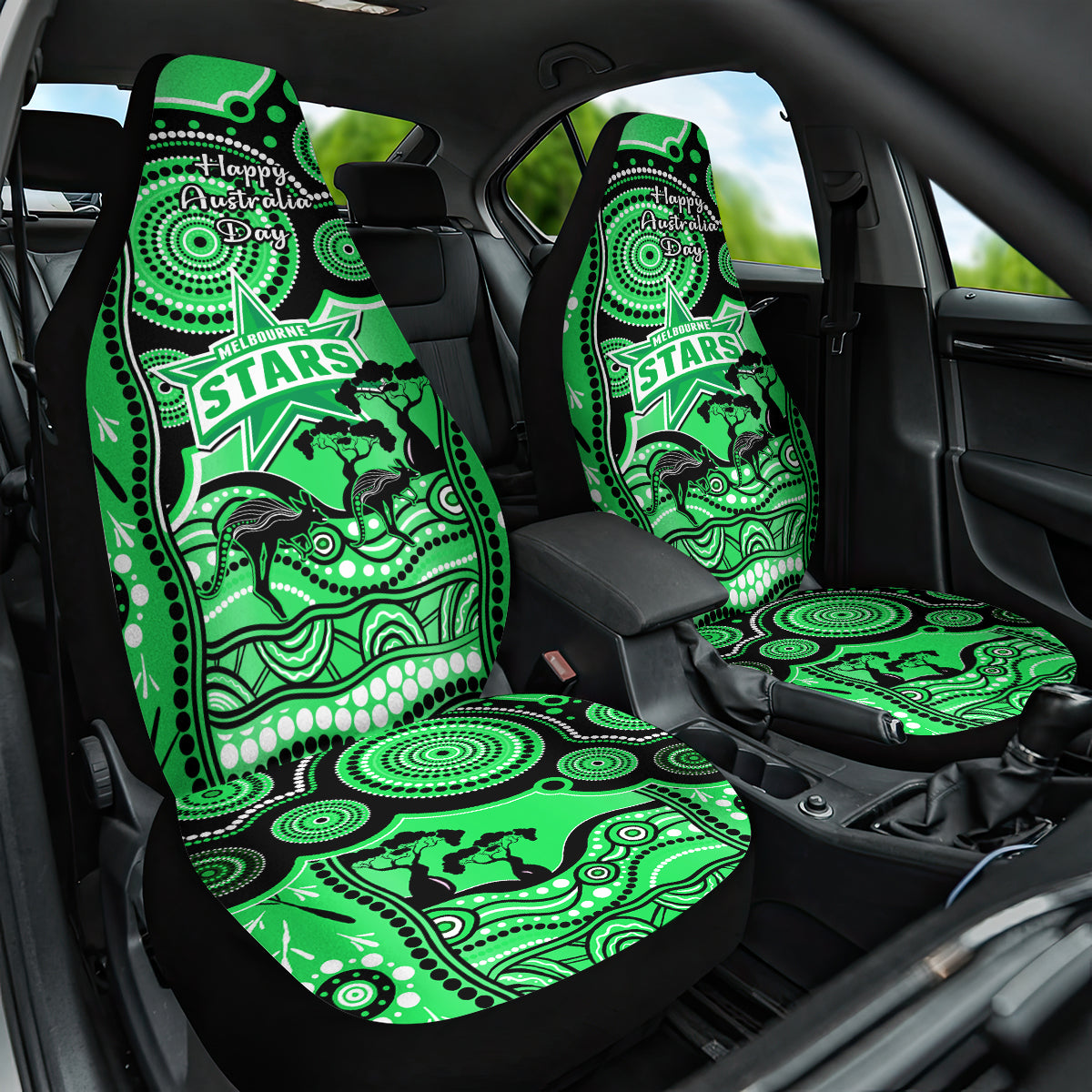 Melbourne Stars Cricket Car Seat Cover Happy Australia Day Aboriginal Art - Vibe Hoodie Shop