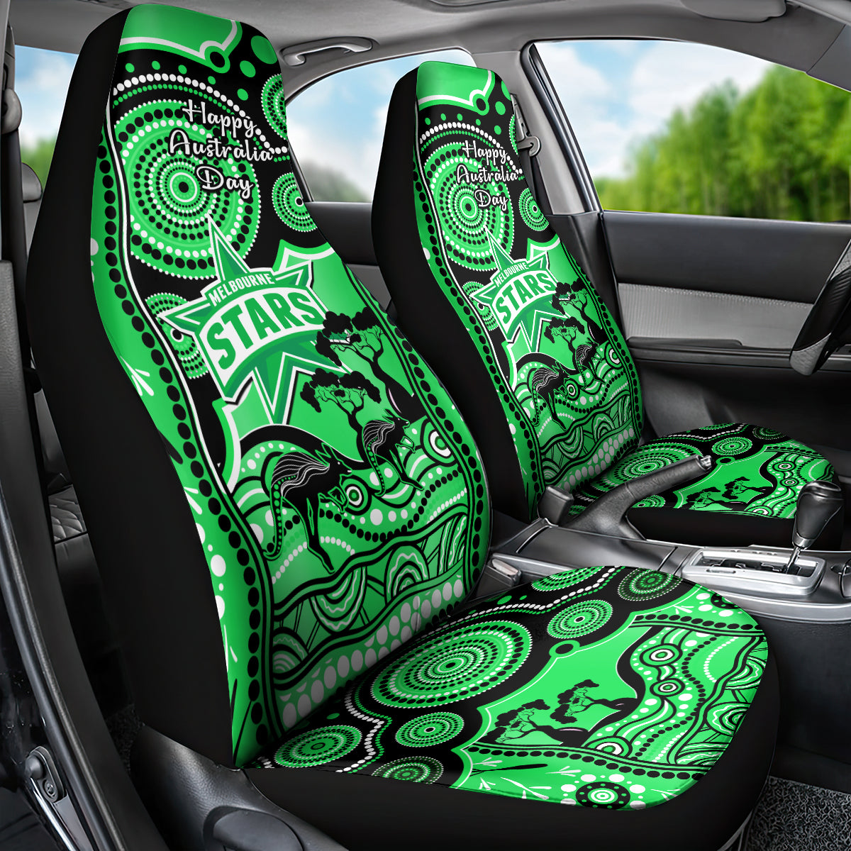 Melbourne Stars Cricket Car Seat Cover Happy Australia Day Aboriginal Art - Vibe Hoodie Shop