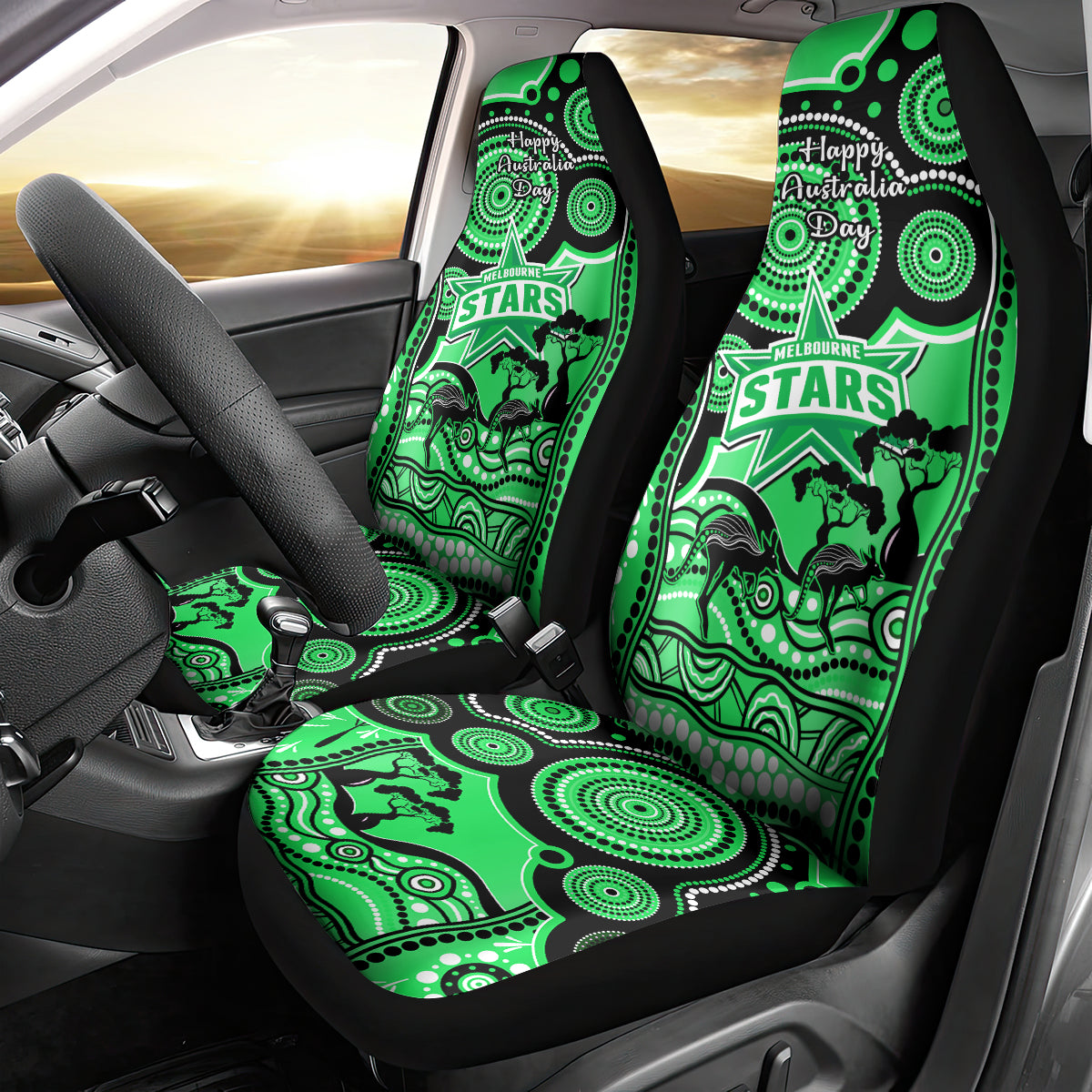 Melbourne Stars Cricket Car Seat Cover Happy Australia Day Aboriginal Art - Vibe Hoodie Shop