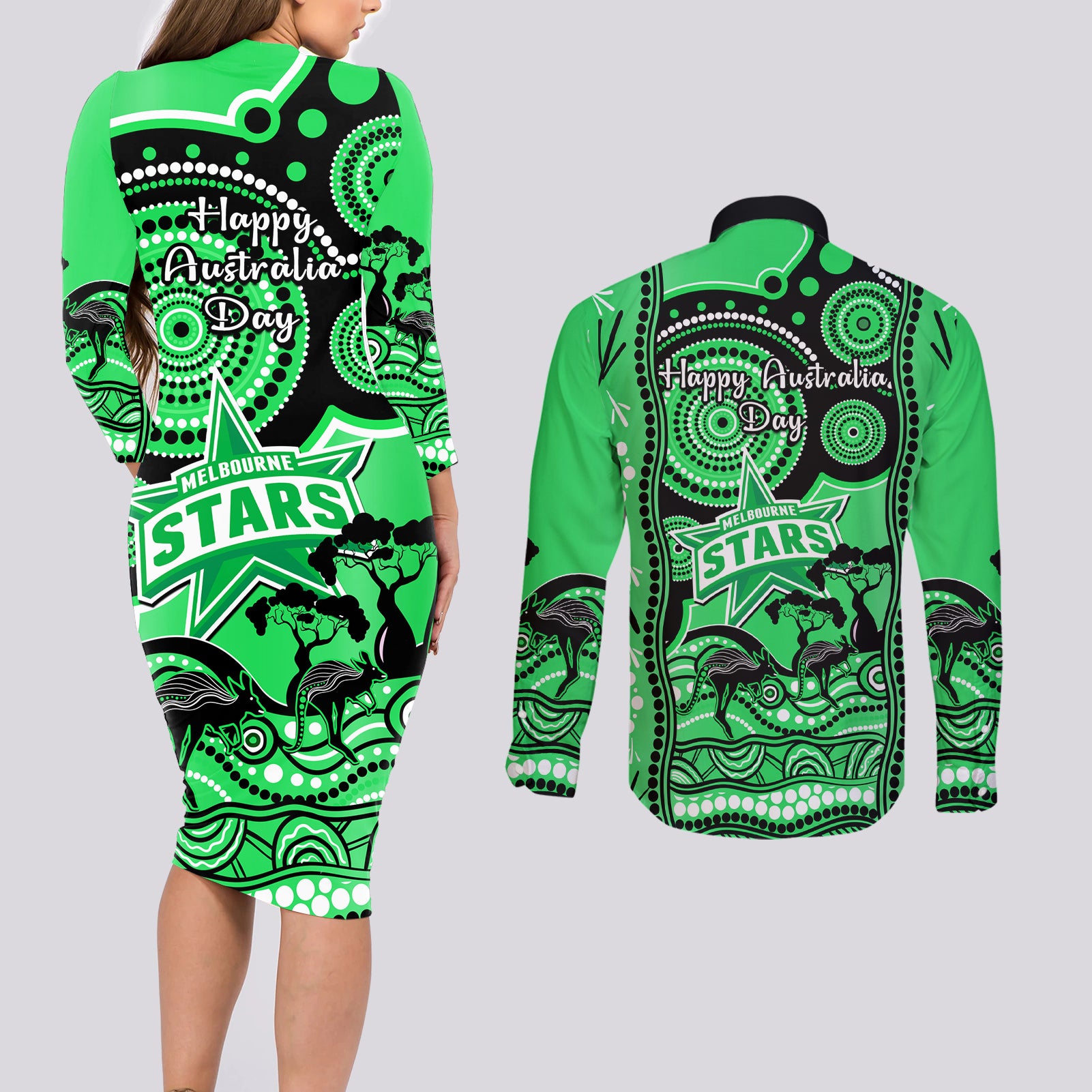 melbourne-stars-cricket-couples-matching-long-sleeve-bodycon-dress-and-long-sleeve-button-shirt-happy-australia-day-aboriginal-art