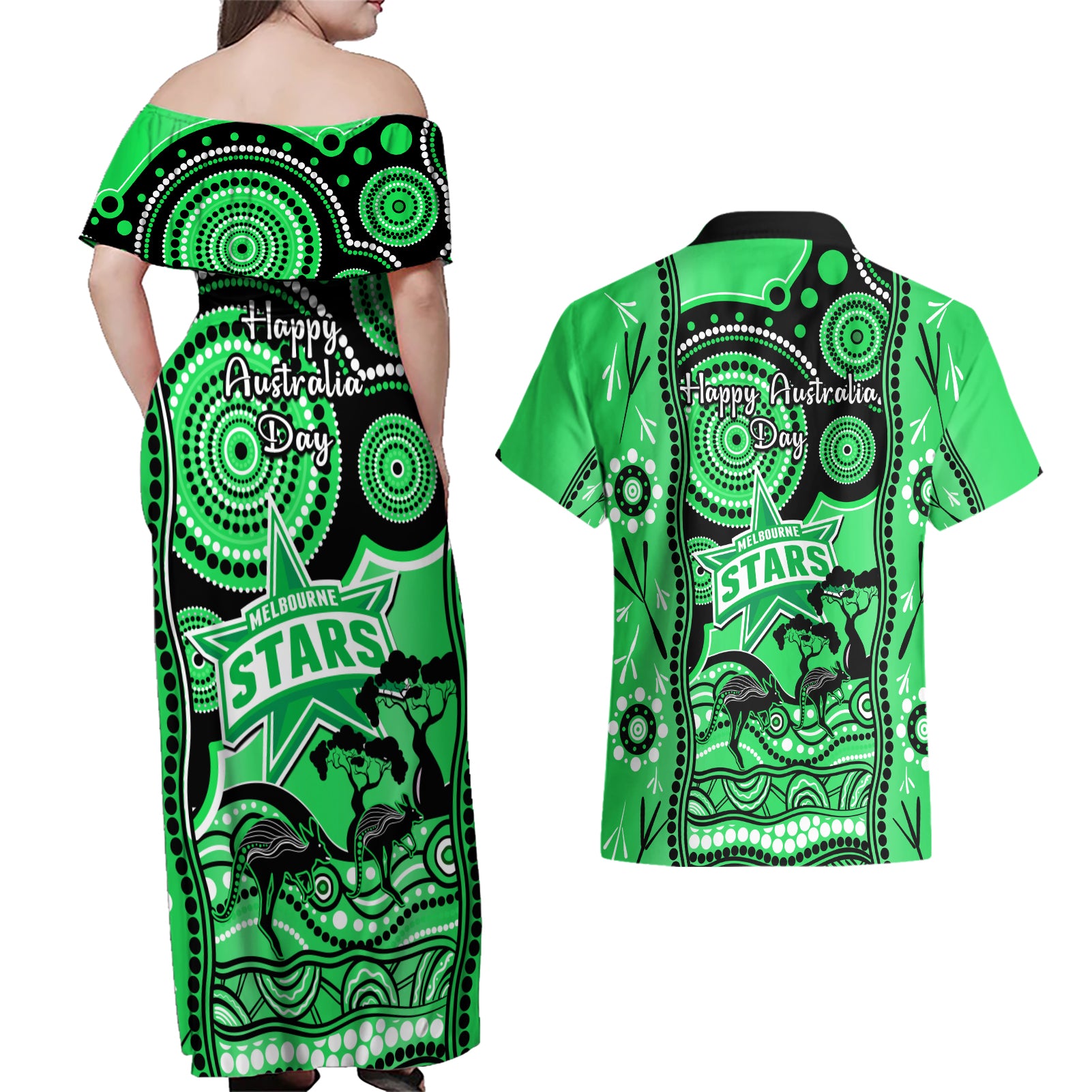 melbourne-stars-cricket-couples-matching-off-shoulder-maxi-dress-and-hawaiian-shirt-happy-australia-day-aboriginal-art