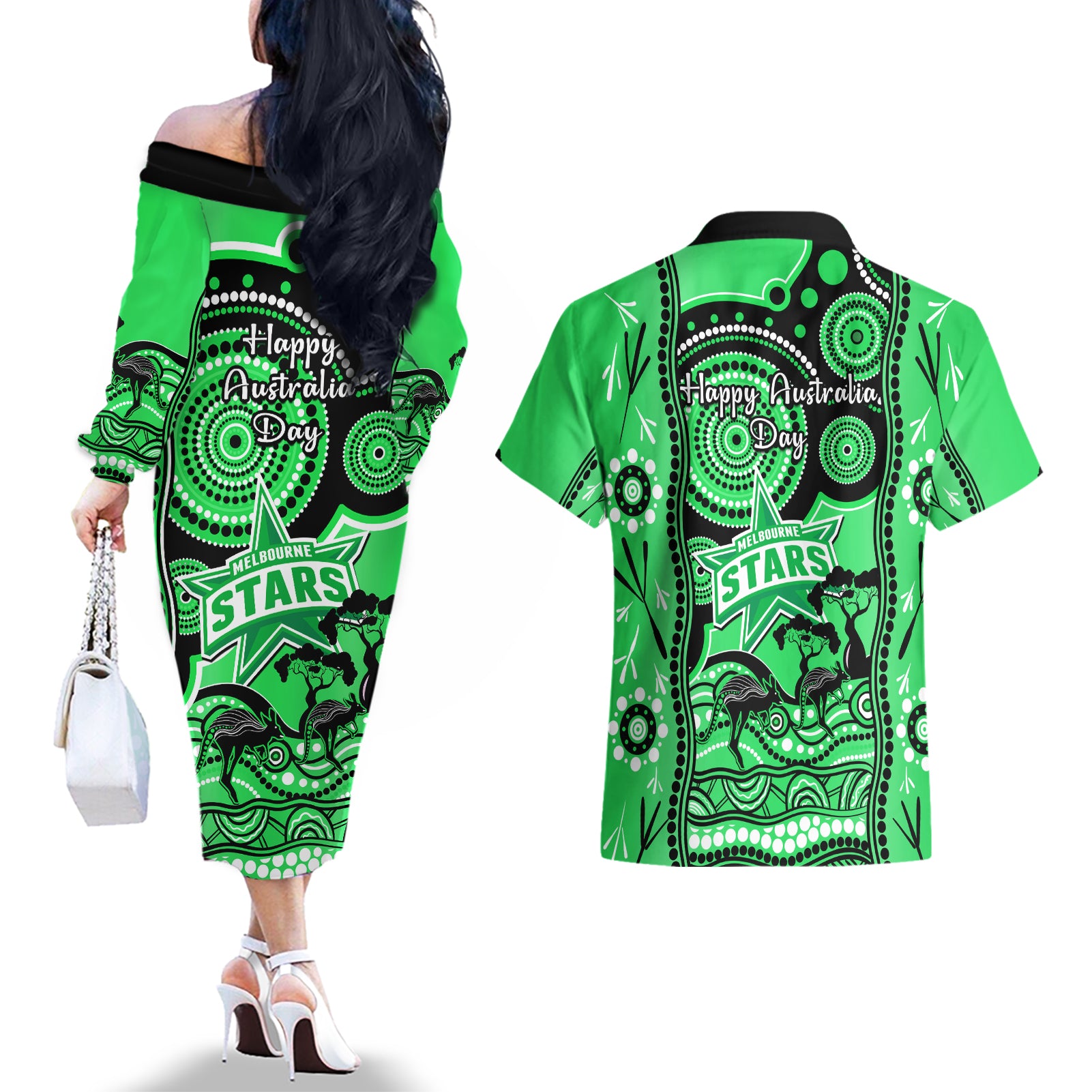 melbourne-stars-cricket-couples-matching-off-the-shoulder-long-sleeve-dress-and-hawaiian-shirt-happy-australia-day-aboriginal-art