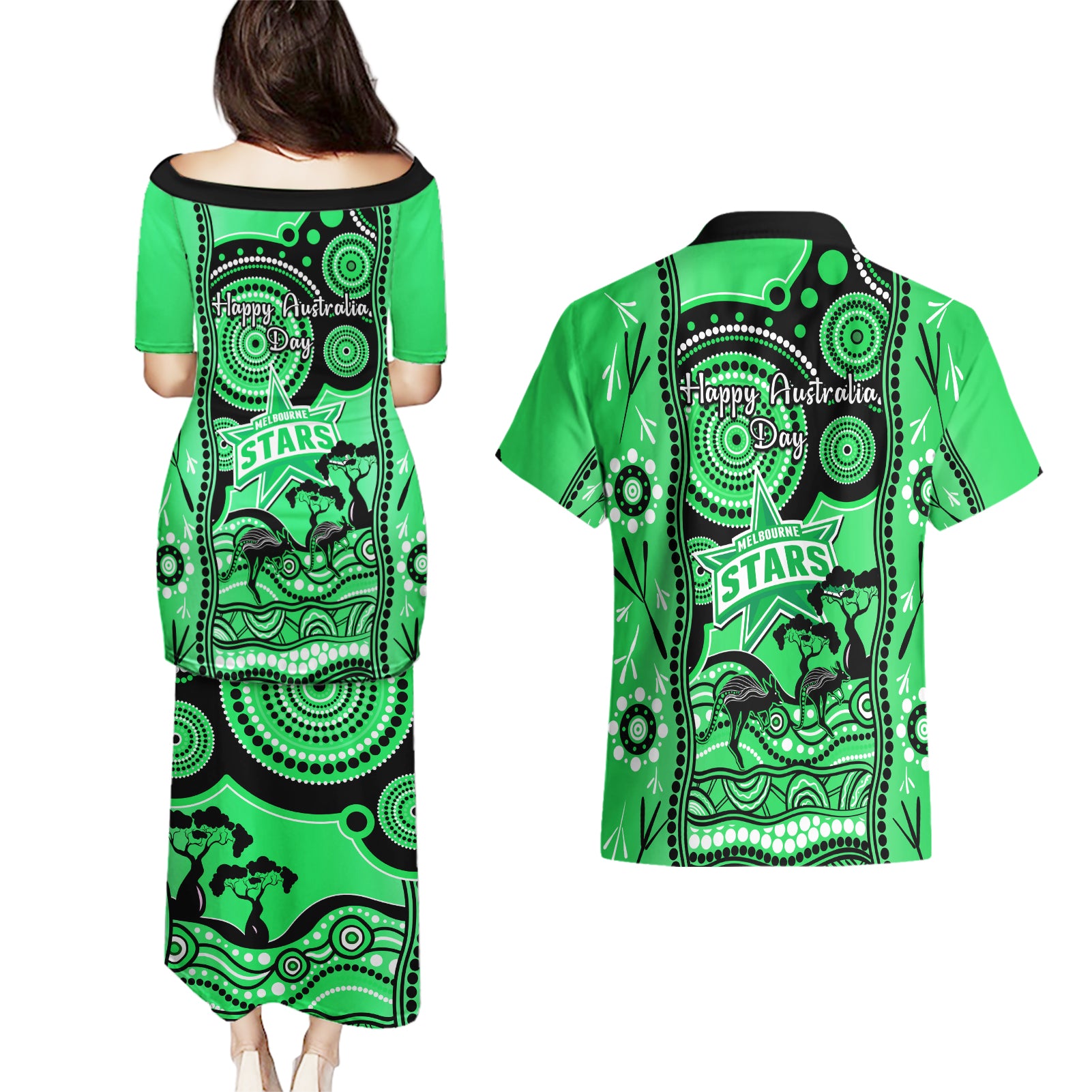 melbourne-stars-cricket-couples-matching-puletasi-dress-and-hawaiian-shirt-happy-australia-day-aboriginal-art