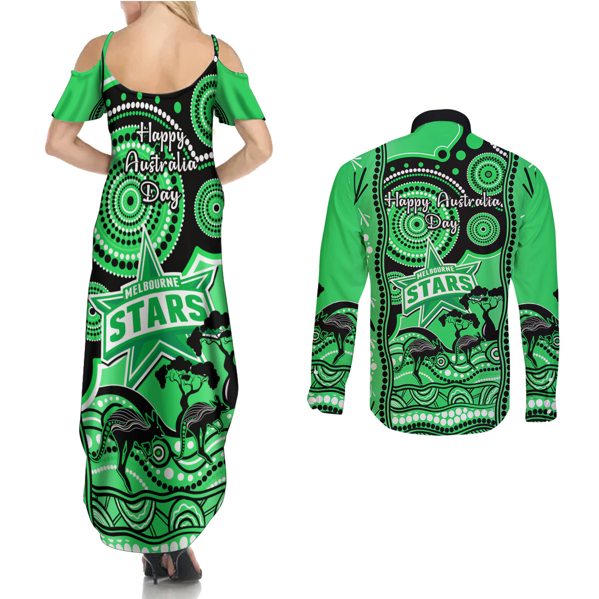 melbourne-stars-cricket-couples-matching-summer-maxi-dress-and-long-sleeve-button-shirt-happy-australia-day-aboriginal-art