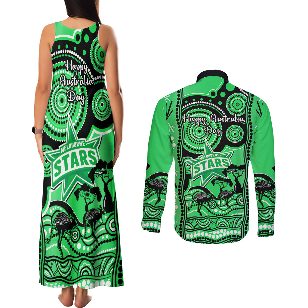 melbourne-stars-cricket-couples-matching-tank-maxi-dress-and-long-sleeve-button-shirt-happy-australia-day-aboriginal-art