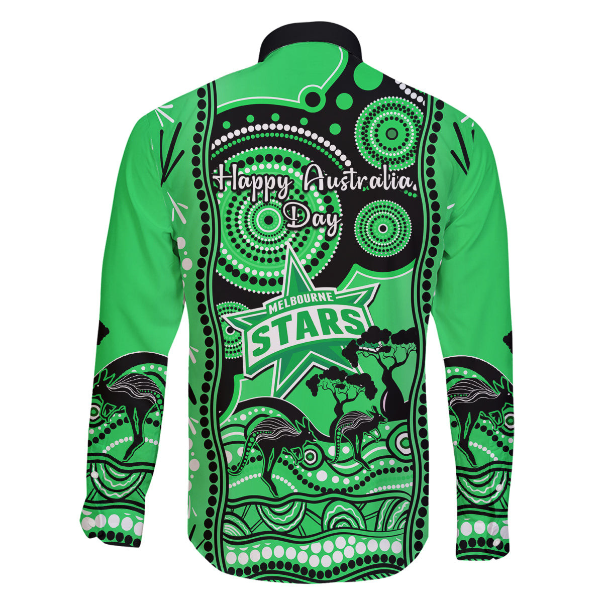 melbourne-stars-cricket-family-matching-long-sleeve-bodycon-dress-and-hawaiian-shirt-happy-australia-day-aboriginal-art