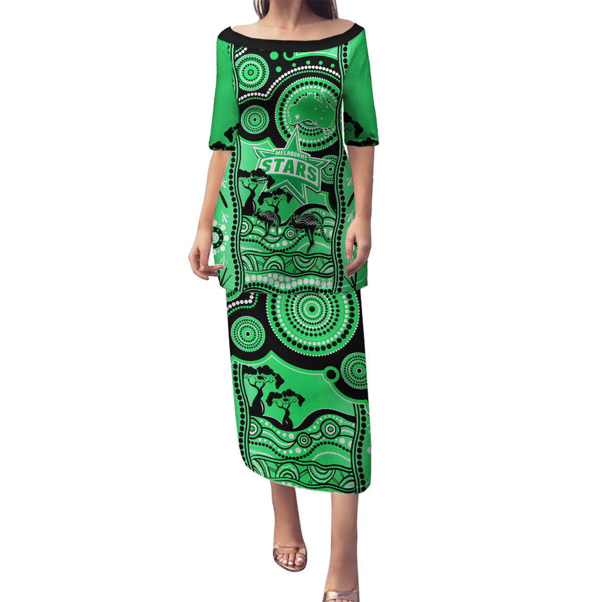 melbourne-stars-cricket-family-matching-puletasi-dress-and-hawaiian-shirt-happy-australia-day-aboriginal-art