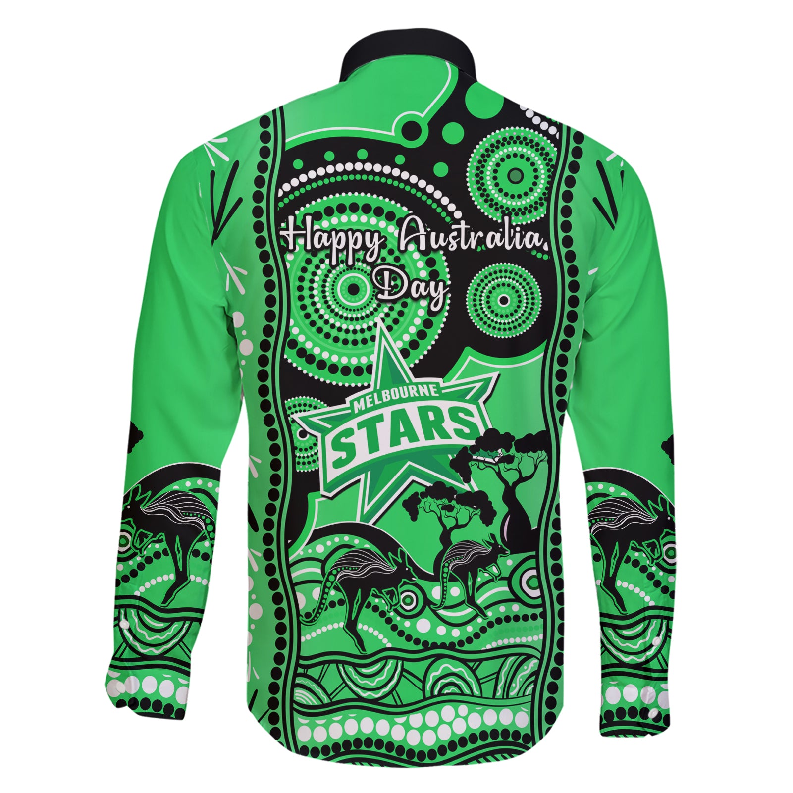 melbourne-stars-cricket-family-matching-short-sleeve-bodycon-dress-and-hawaiian-shirt-happy-australia-day-aboriginal-art