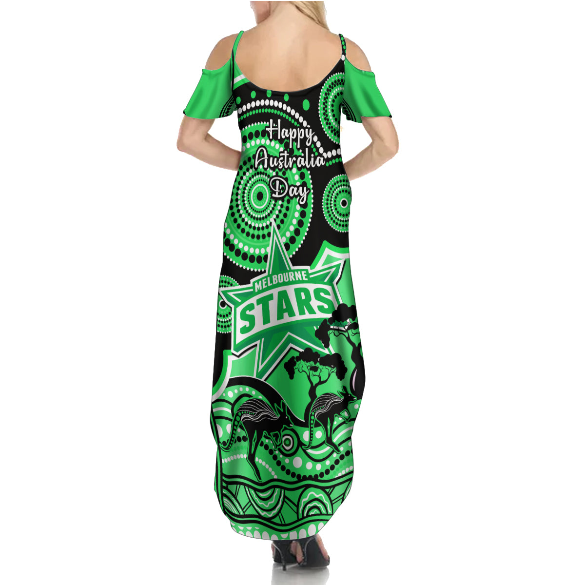 melbourne-stars-cricket-family-matching-summer-maxi-dress-and-hawaiian-shirt-happy-australia-day-aboriginal-art