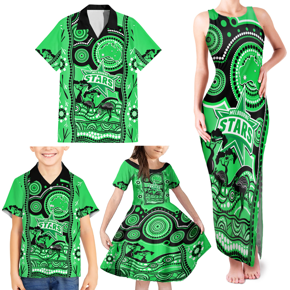 melbourne-stars-cricket-family-matching-tank-maxi-dress-and-hawaiian-shirt-happy-australia-day-aboriginal-art