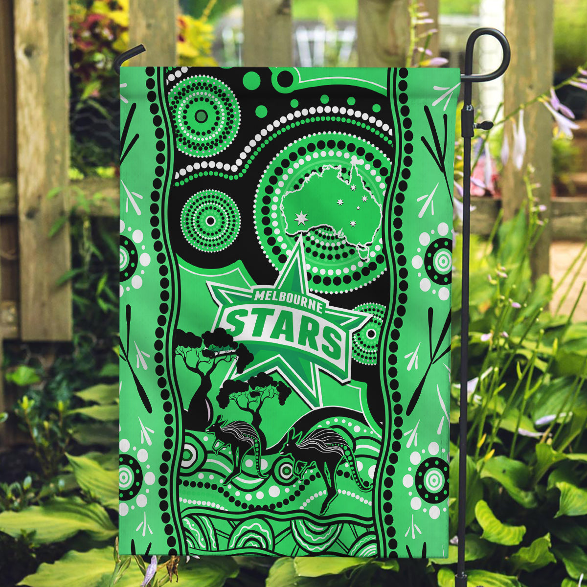 Melbourne Stars Cricket Garden Flag Happy Australia Day Aboriginal Art - Vibe Hoodie Shop