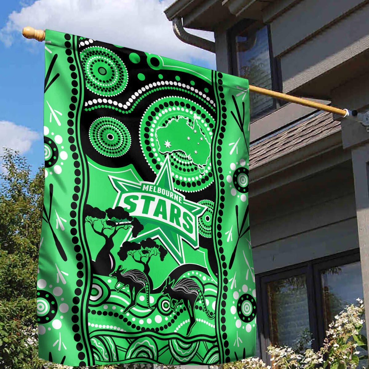 Melbourne Stars Cricket Garden Flag Happy Australia Day Aboriginal Art - Vibe Hoodie Shop