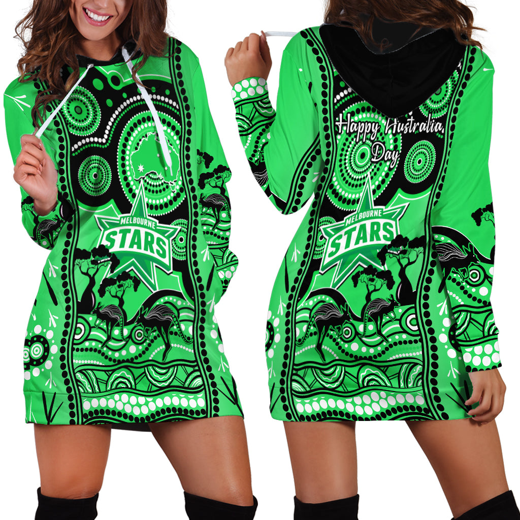 Melbourne Stars Cricket Hoodie Dress Happy Australia Day Aboriginal Art - Vibe Hoodie Shop