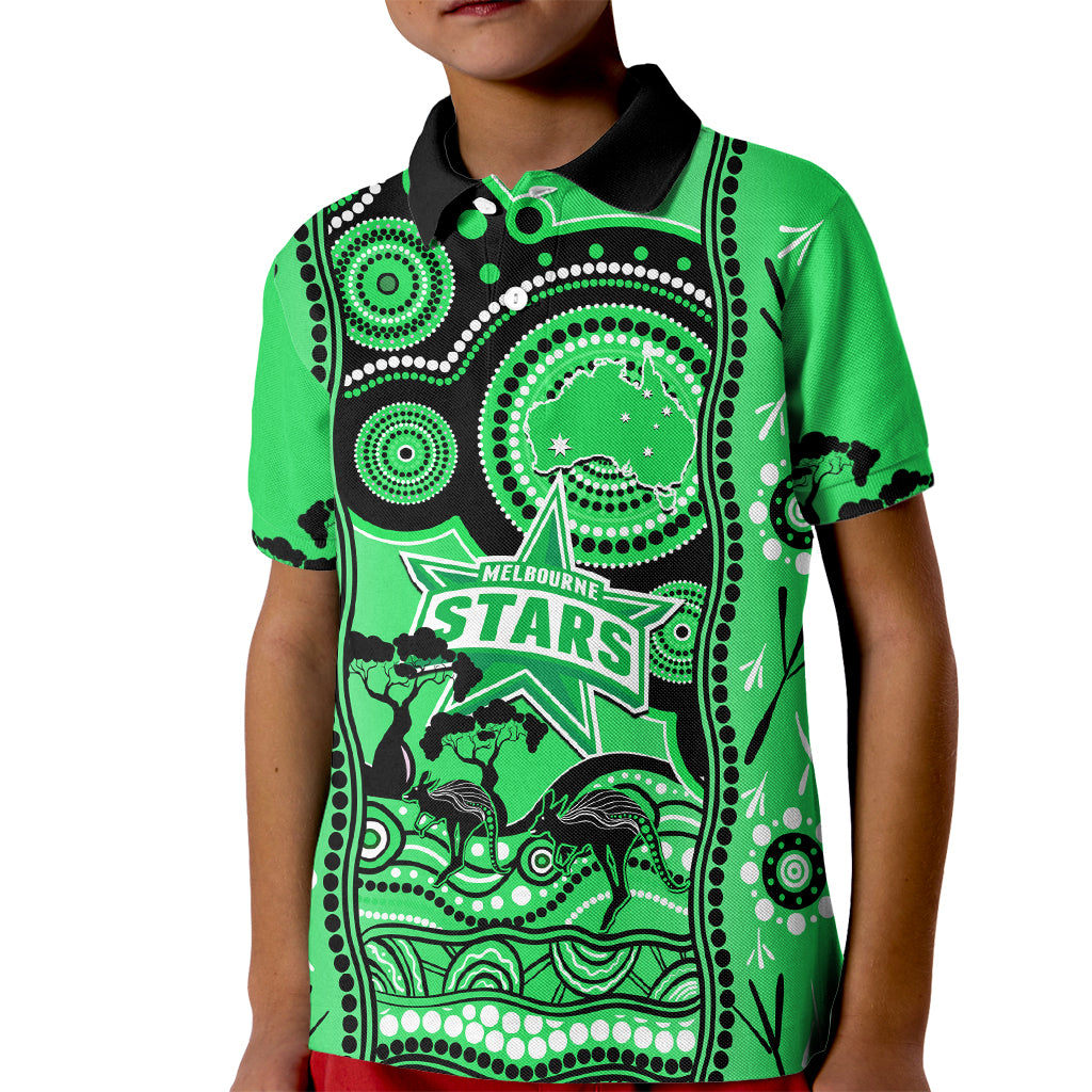 Melbourne Stars Cricket Kid Polo Shirt Happy Australia Day Aboriginal Art - Vibe Hoodie Shop