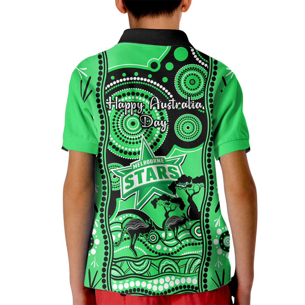 Melbourne Stars Cricket Kid Polo Shirt Happy Australia Day Aboriginal Art - Vibe Hoodie Shop