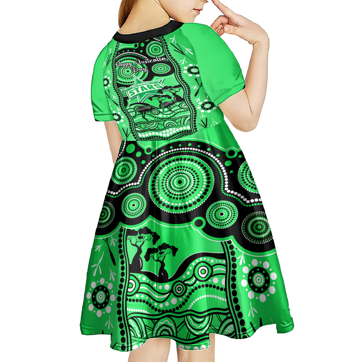 Melbourne Stars Cricket Kid Short Sleeve Dress Happy Australia Day Aboriginal Art - Vibe Hoodie Shop