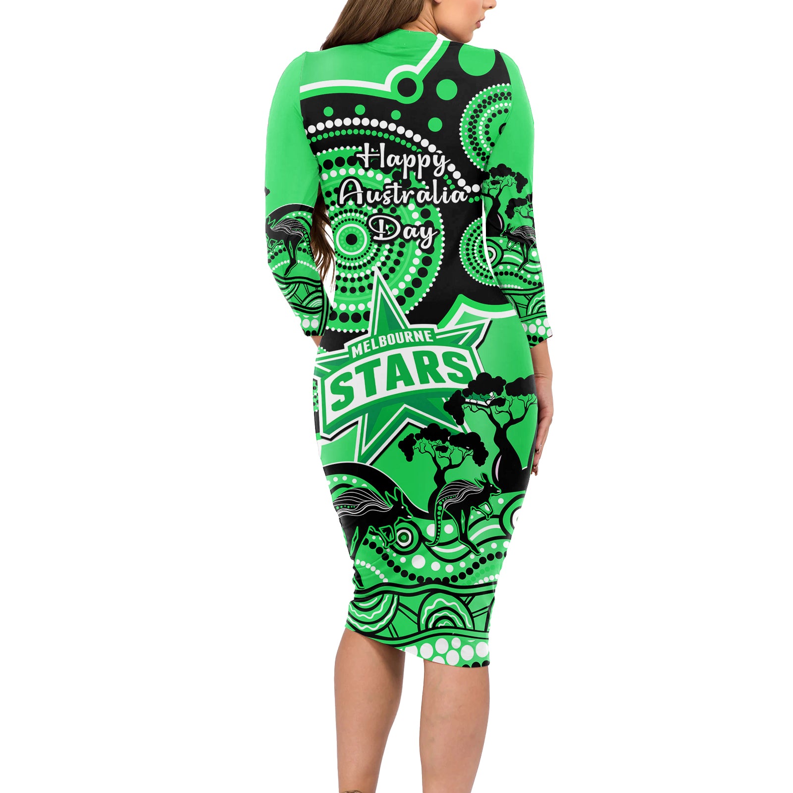 melbourne-stars-cricket-long-sleeve-bodycon-dress-happy-australia-day-aboriginal-art