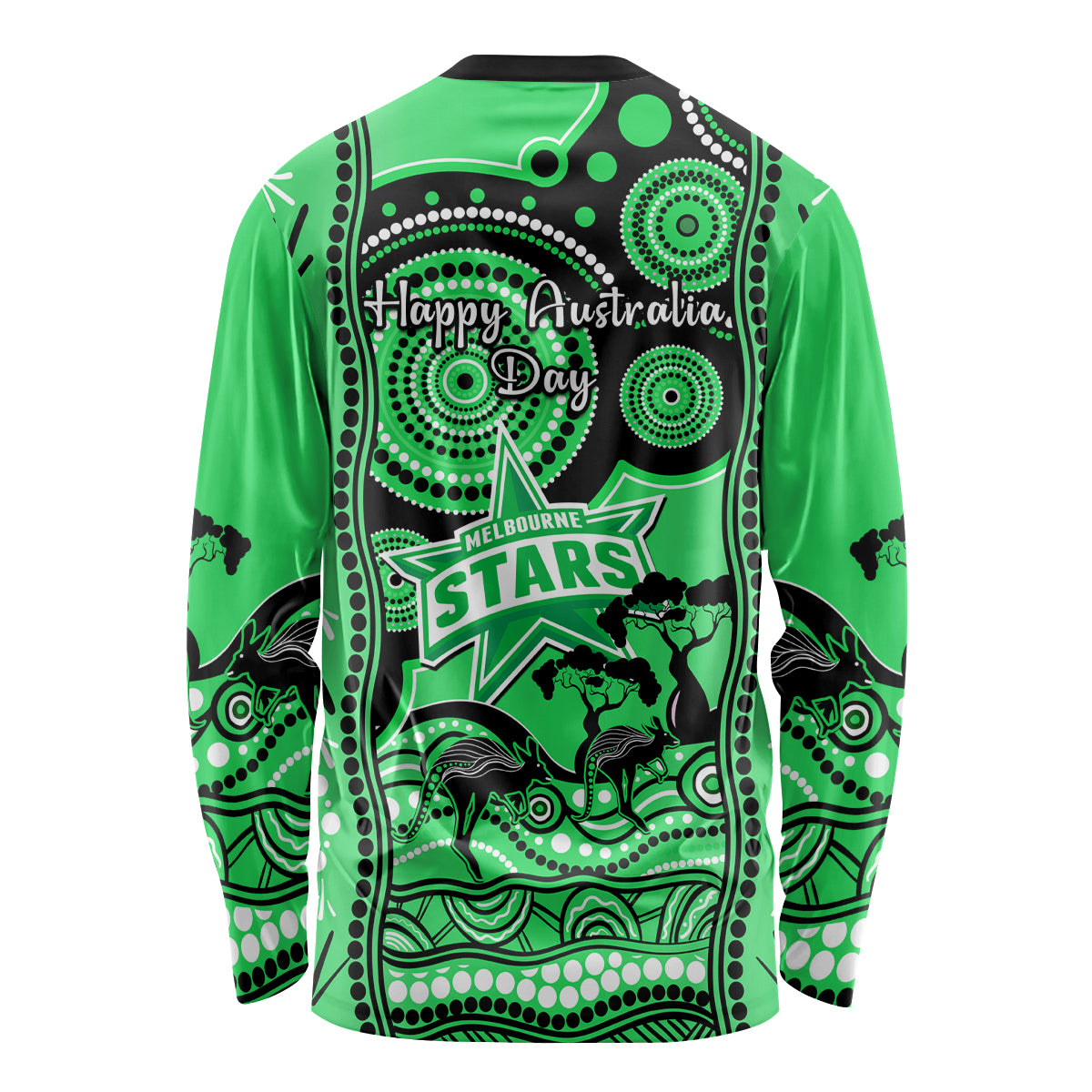 Melbourne Stars Cricket Long Sleeve Shirt Happy Australia Day Aboriginal Art - Vibe Hoodie Shop