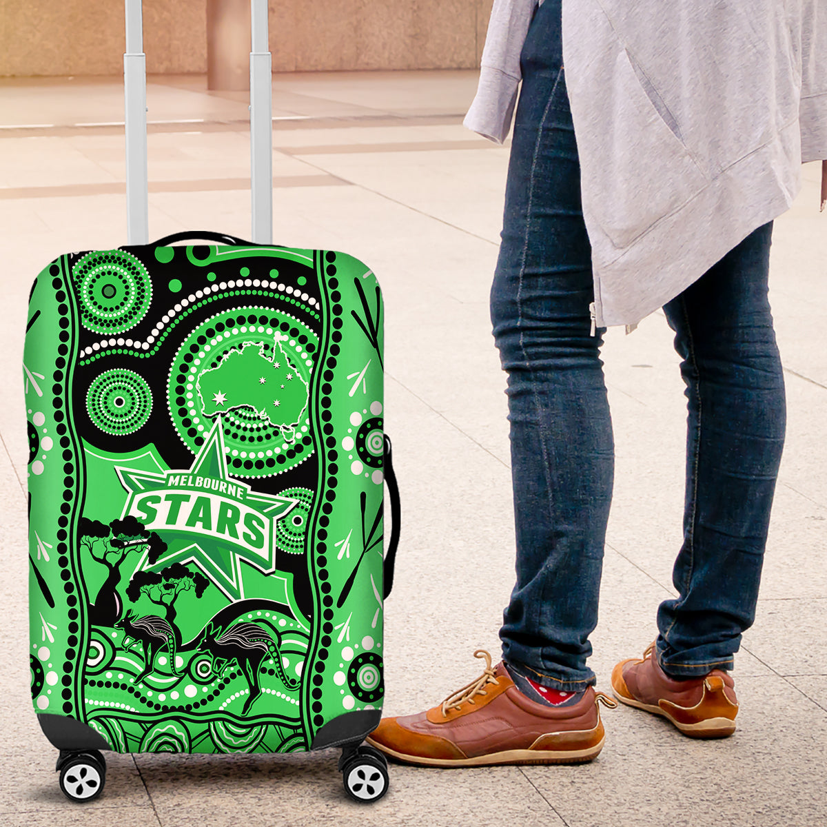 Melbourne Stars Cricket Luggage Cover Happy Australia Day Aboriginal Art - Vibe Hoodie Shop